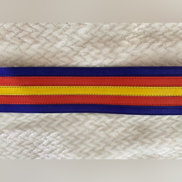 ESCADA - Vintage - Adjustable (XS to L) Red Blue Yellow Striped Belt - Picture 12 of 14